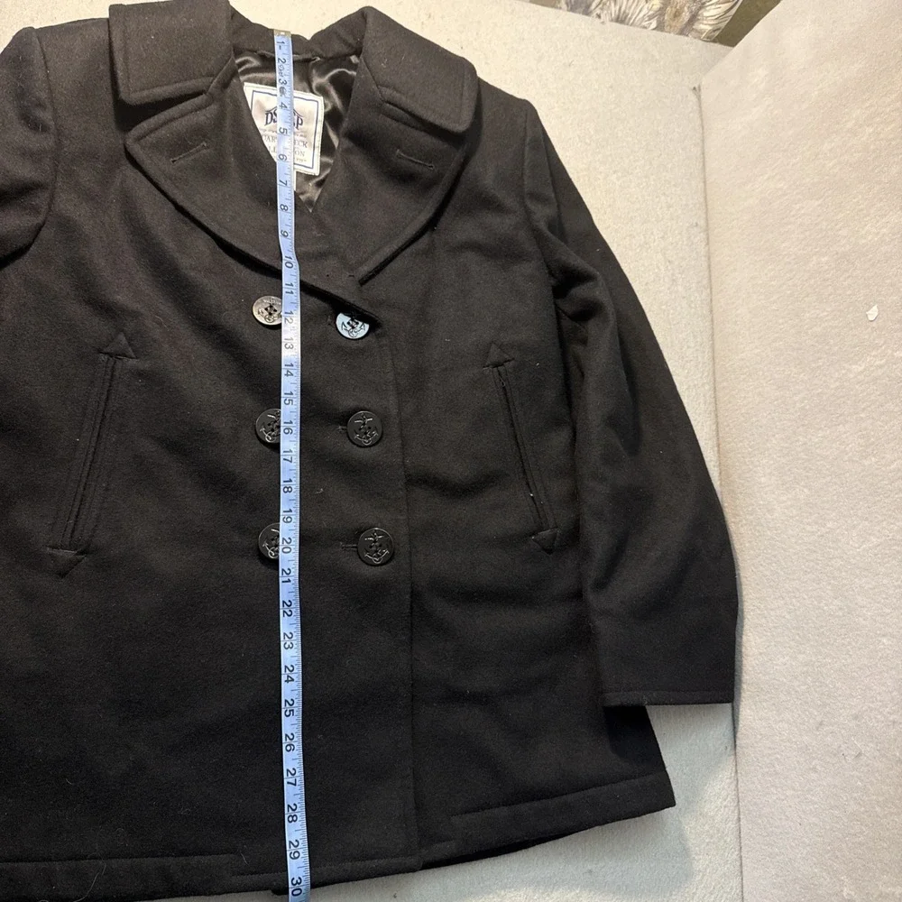 Womens DSCP Quarterdeck Coll US Navy Black Wool 6‎ Anchor Button Pea Coat 14R